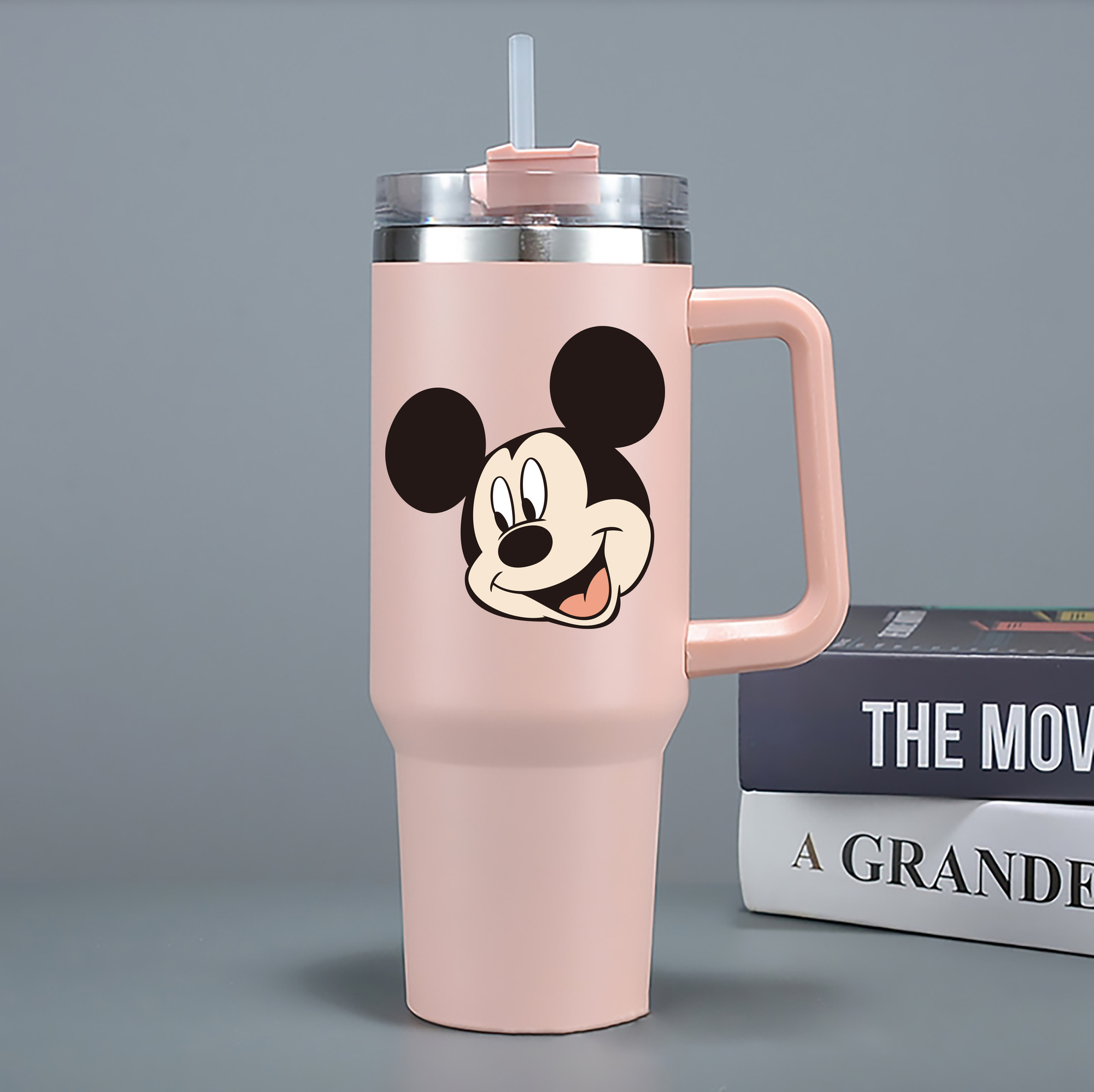 （画像用） ミッキーマウス Mickey Mouse 1200mL車用タンブラー - クリスタルステッカー（プラスチックストロー付き）